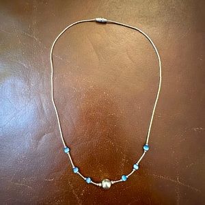 Vintage Liquid Silver & Fiber Optic Bead Necklace